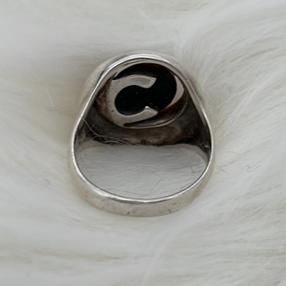 Baltic Green Amber. Modern Sterling Silver Ring US 7 - Picture 6 of 10